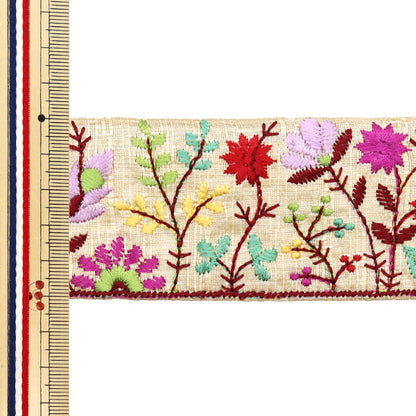 [De la cantidad 5] ArtilleraRibete "2024 Ribete bordado indio Beige x púrpura 2201c"