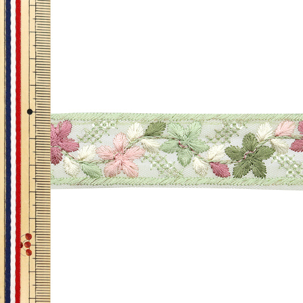 [De la quantité 5] artisanatGarniture "2024 Garniture de broderie indienne Vert x vert 2219b"