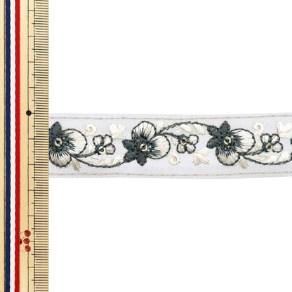 [Aus Menge 5] HandwerkBesätze "2024 Indischer Stickereibesatz Grau x grau 2255c"