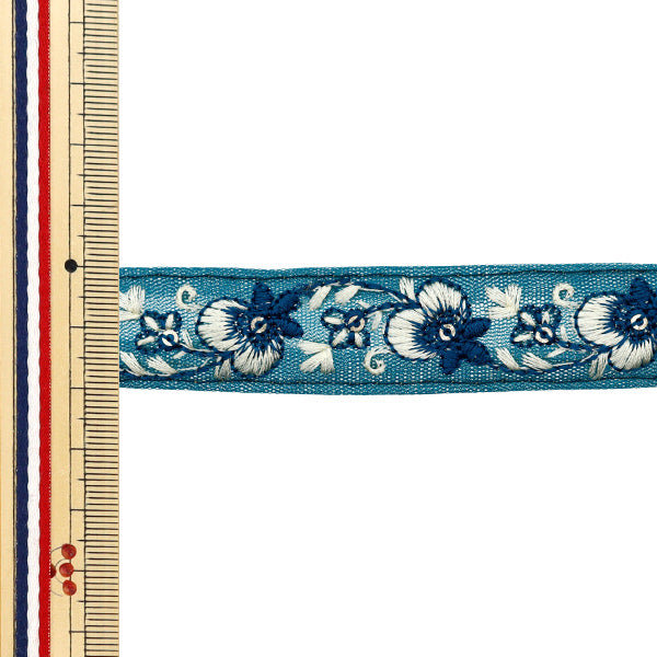 [Cantidad a partir de 5] artesaníasRibete "2024SS Ribete bordado indio Verde x blanco 2255e"