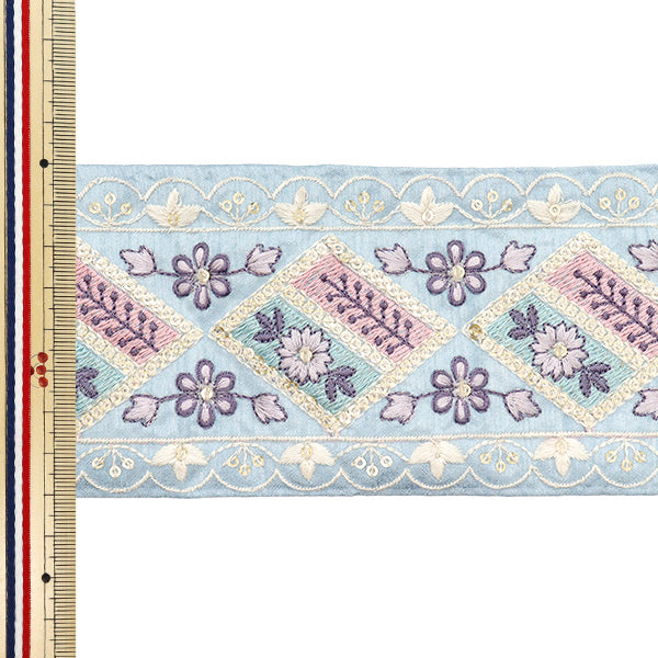 [Cantidad a partir de 5] artesaníasRibete "2024 bordado indio ssRibete Azul x púrpura 3064c"