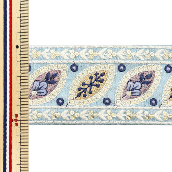 [De la cantidad 5] ArtilleraRibete "2024 Ribete bordado indio Azul x azul 3076e"