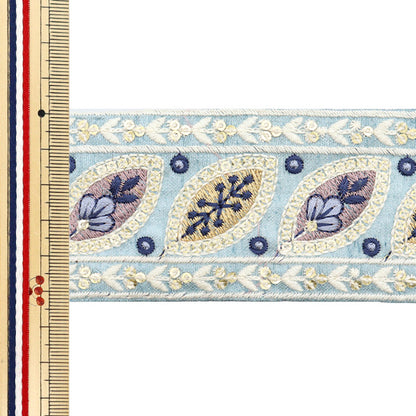 [De la cantidad 5] ArtilleraRibete "2024 Ribete bordado indio Azul x azul 3076e"