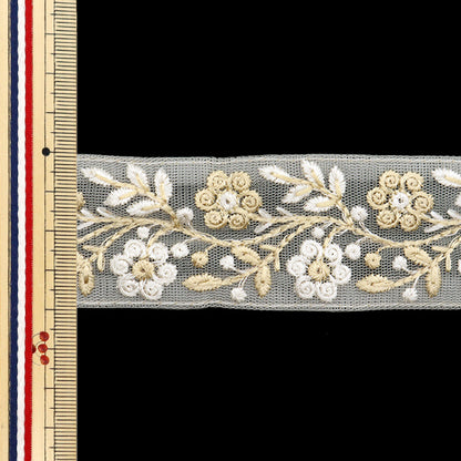 [De la quantité 5] artisanatGarniture "2024 Garniture de broderie indienne Blanc x blanc 3307 # 11"