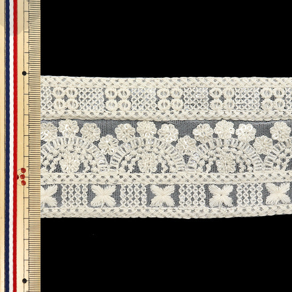 [De la cantidad 5] ArtilleraRibete "2024 Ribete bordado indio White X White 3423a"