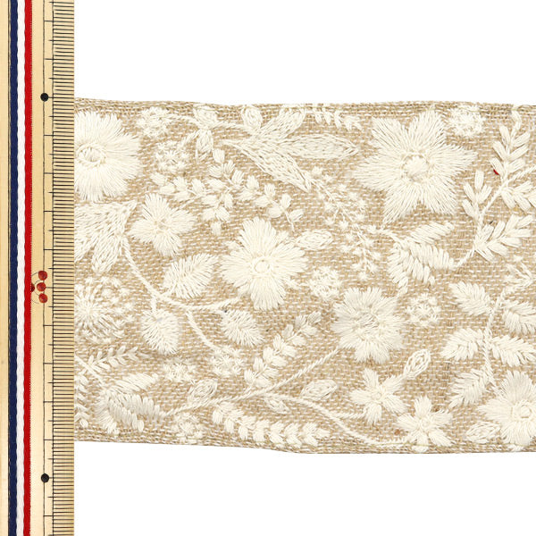 [De la quantité 5] artisanatGarniture "2024 Garniture de broderie indienne Beige x blanc M-160a"