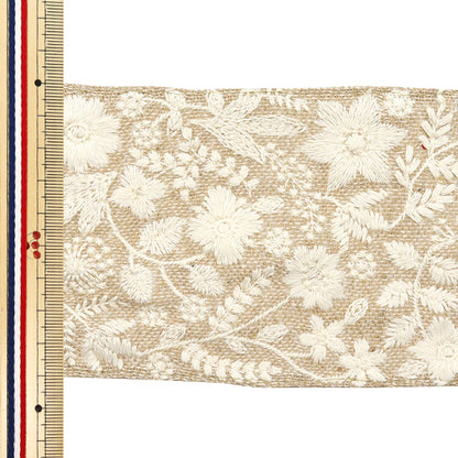 [De la quantité 5] artisanatGarniture "2024 Garniture de broderie indienne Beige x blanc M-160a"