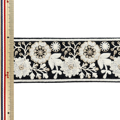 [Cantidad a partir de 5] artesaníasRibete "2024 Ribete bordado indio Black X White M-214H"