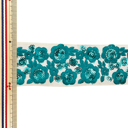 [Quantity starting from 5] HandicraftsTrim "2024 Indian embroidery trim Beige x Light Green M-428A"