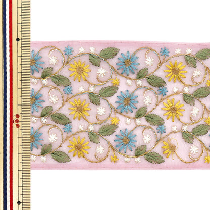 [Количество, начиная с 5] ремесленные изделияОтделка 『Отделка для индийской вышивки Примерно Шириной 8 см розовый M-702c"