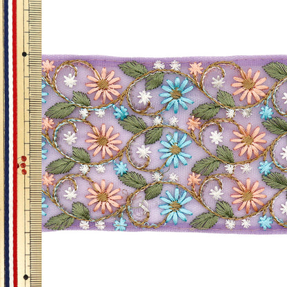 [Количество, начиная с 5] ремесленные изделияОтделка 『Отделка для индийской вышивки Примерно Фиолетовый M-702F шириной 8 см"