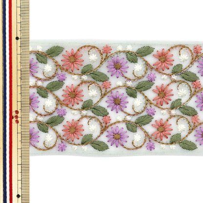 [Количество, начиная с 5] ремесленные изделияОтделка 『Отделка для индийской вышивки Примерно 7,5 см шириной зеленый M-702J"