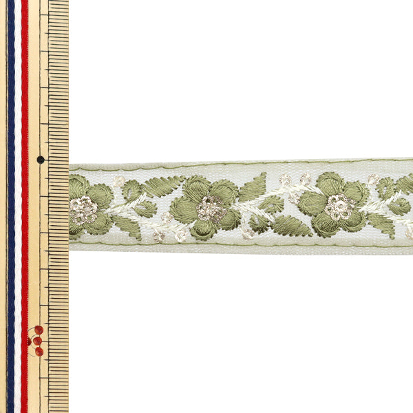 [De la quantité 5] artisanatGarniture "2024 Garniture de broderie indienne Vert x vert 796l"