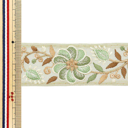 [Aus Menge 5] HandwerkBesätze "2024 Indischer Stickereibesatz Grün x grün 2228c"