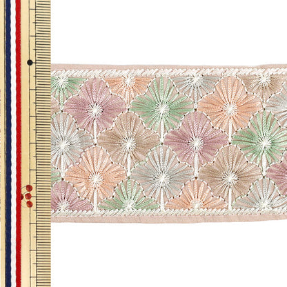 [Quantity from 5] HandicraftsTrim "2024SS Indian embroideryTrim Approximately 6cm width pink 2237E"