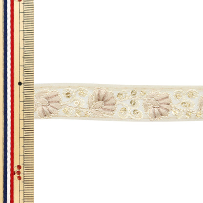 【数量5から】 手芸ブレード 『2024 インド刺繍ブレード ブラウン×ブラウン 46250I』