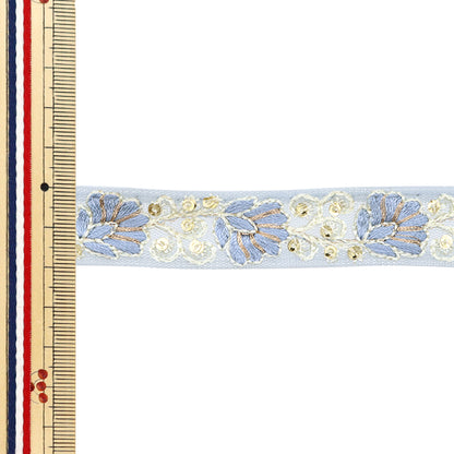 [Aus Menge 5] HandwerkBesätze "2024 Indischer Stickereibesatz Grau x grau 46250k"