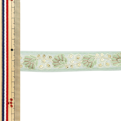 [Aus Menge 5] HandwerkBesätze "2024 Indischer Stickereibesatz Grün x grün 46250l"