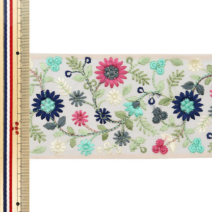 [Dalla quantità 5] artigianatoTrim "2024 Rifiniture per ricamo indiano Pink X Blue 3382F"