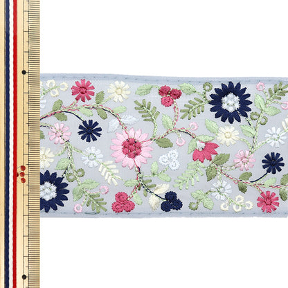 [Из количества 5] ремесленникОтделка "2024 Отделка для индийской вышивки Серый x синий 3382g"