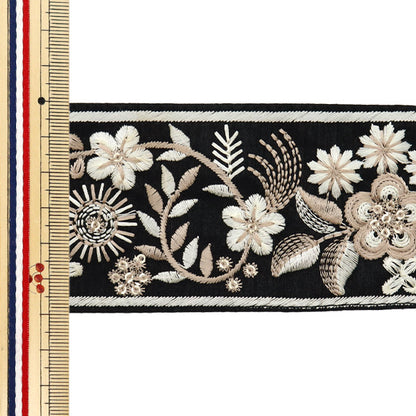 [Из количества 5] ремесленникОтделка "2024 Отделка для индийской вышивки Черный x коричневый M-194f"