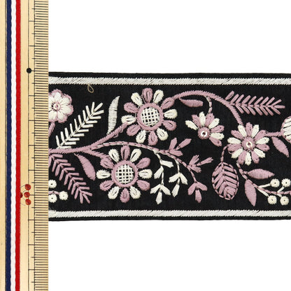 [Из количества 5] ремесленникОтделка "2024 Отделка для индийской вышивки Черный x фиолетовый M-213d"