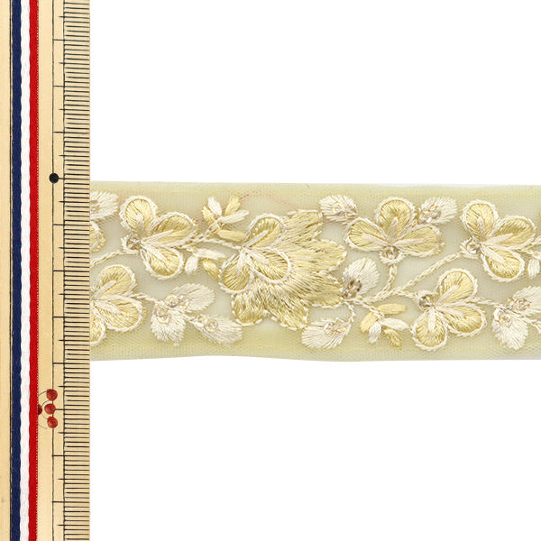 [수량 5에서] 수예브레이드 "2024 인도 자수 브레이드 노란색 x 흰색 3529f"