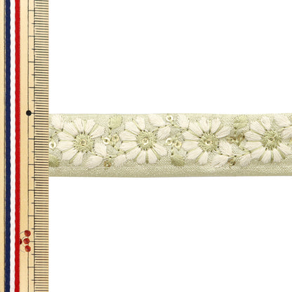 [수량 5에서] 수예브레이드 "2024 인도 자수 브레이드 녹색 x 화이트 47169b"