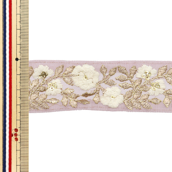 [Quantity starting from 5] HandicraftsTrim "2024 Indian embroidery trim Pink x White 2054I"