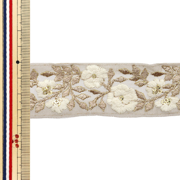 [Количество, начиная с 5] ремесленные изделияОтделка "2024 Отделка для индийской вышивки Серый x белый 2054L"