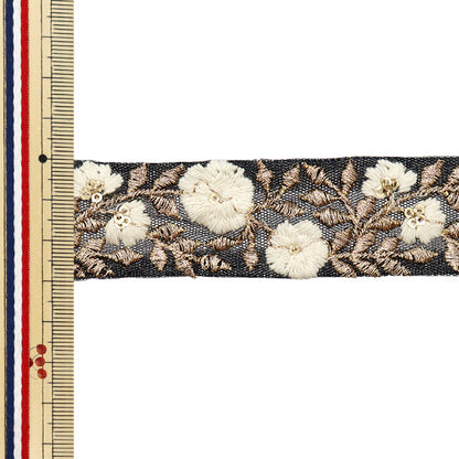 [Cantidad a partir de 5] artesaníasRibete "2024 bordado indio ssRibete Black X White 2054a"