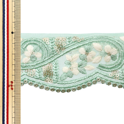 [Количество, начиная с 5] ремесленные изделияОтделка "2024 Отделка для индийской вышивки Зеленый х белый 2089c"