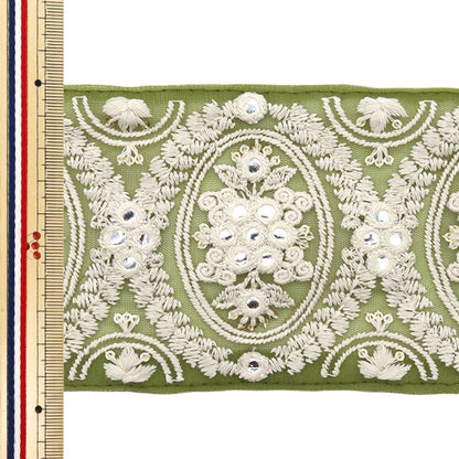 [Количество, начиная с 5] ремесленные изделияОтделка "2024 Отделка для индийской вышивки Зеленый х белый 2105e"