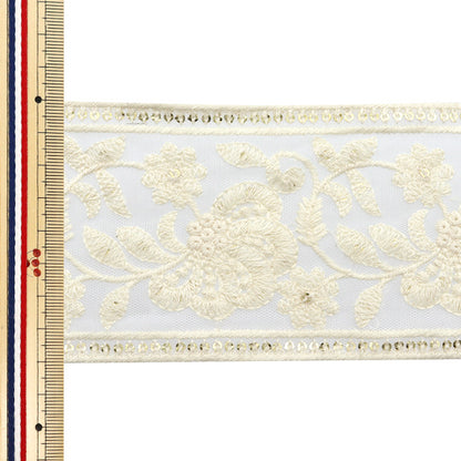 【数量5から】 手芸ブレード 『2024 インド刺繍ブレード ホワイト×ホワイト 2121A』