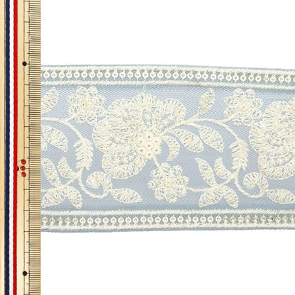 【数量5から】 手芸ブレード 『2024 インド刺繍ブレード ブルー×ホワイト 2121E』