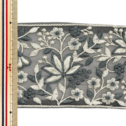 【数量5から】 手芸ブレード 『2024 インド刺繍ブレード グレー×ホワイト 2150D』