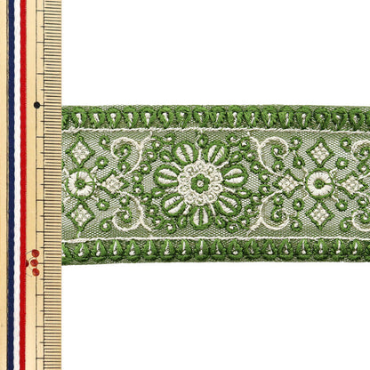 [Количество, начиная с 5] ремесленные изделияОтделка "2024 Отделка для индийской вышивки Зеленый х белый 2160b"