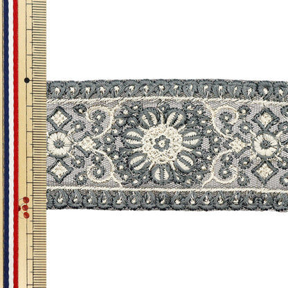 [Количество, начиная с 5] ремесленные изделияОтделка "2024 SS Индийская вышивкаОтделка Серый x белый 2160f"