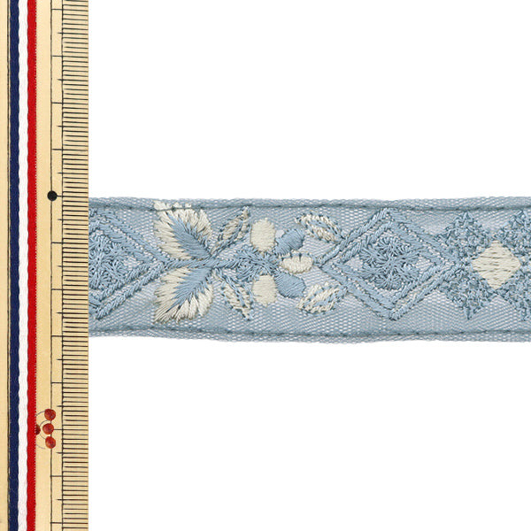 【数量5から】 手芸ブレード 『2024 インド刺繍ブレード ブルー×ホワイト 2163C』