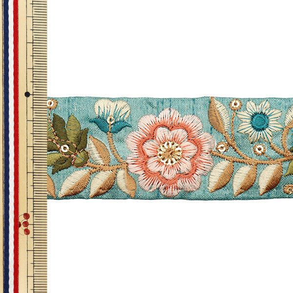 [Quantity starting from 5] HandicraftsTrim "2024 SS Indian EmbroideryTrim Green x Pink 2207C"