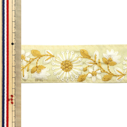 【数量5から】 手芸ブレード 『2024 インド刺繍ブレード イエロー×イエロー 2216A』