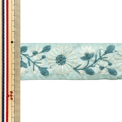 【数量5から】 手芸ブレード 『2024 インド刺繍ブレード グリーン×グリーン 2216E』