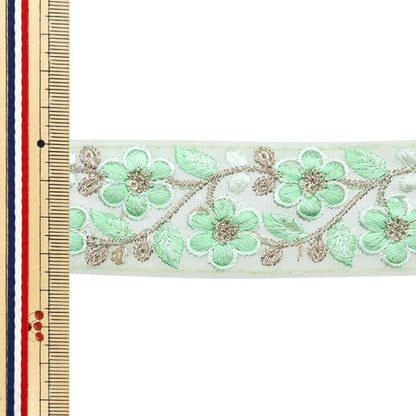 [Quantity starting from 5] HandicraftsTrim "2024 Indian embroidery trim Green x Green 2227E"
