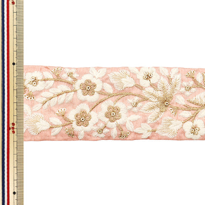 [Quantity starting from 5] HandicraftsTrim "2022 Indian embroidery trim Pink x Beige 44381A"