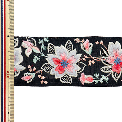 [Quantity starting from 5] HandicraftsTrim "2022 Indian embroidery trim Black x Pink 44416A"