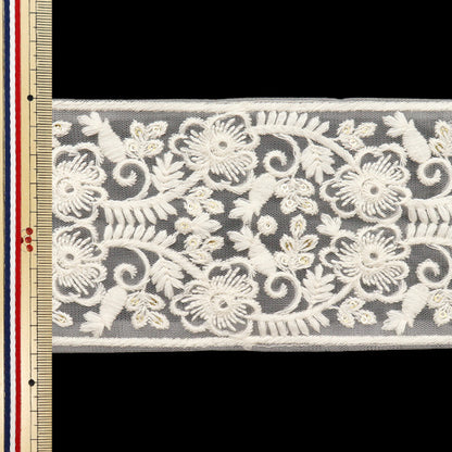 [5부터 시작하는 수량] 수예브레이드 "2022 인도 자수 브레이드 흰색 X 크림 44521"