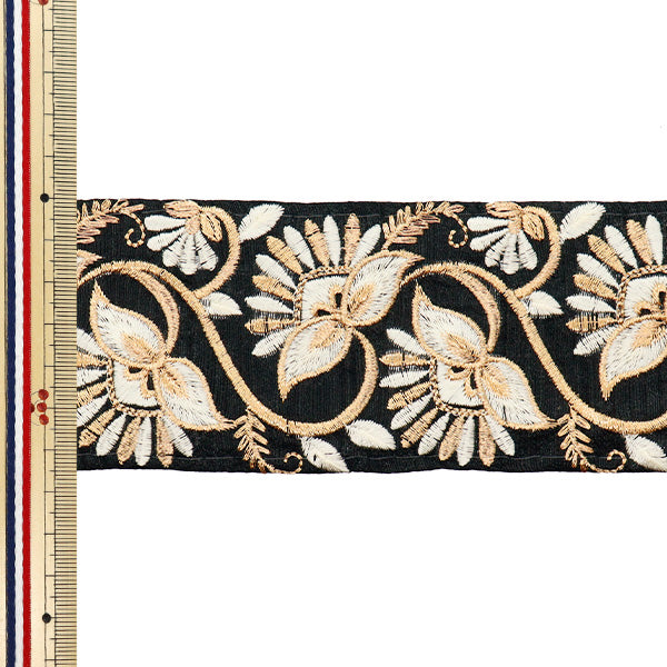 [Quantity starting from 5] HandicraftsTrim "2022 Indian embroidery trim Black x Gold 44553E"