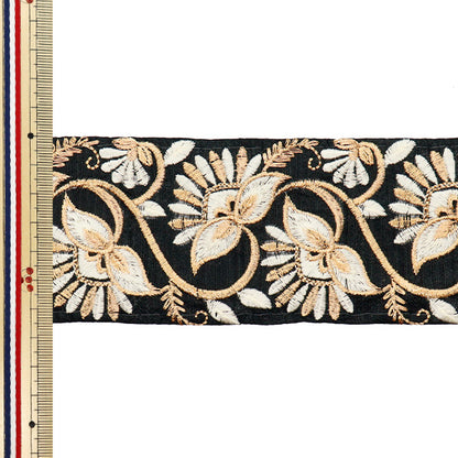 [Quantity starting from 5] HandicraftsTrim "2022 Indian embroidery trim Black x Gold 44553E"