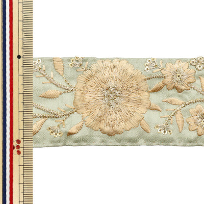 [Quantity starting from 5] HandicraftsTrim "2022 Indian embroidery trim Gray x Cream 45314C"