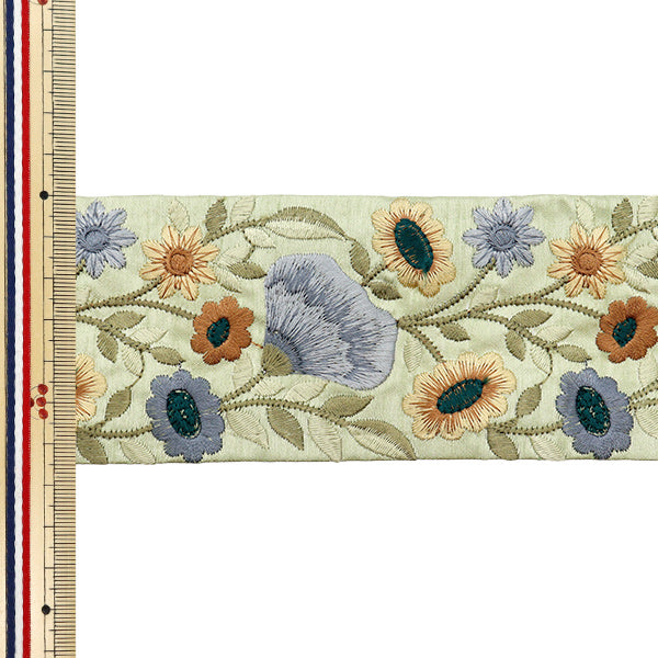 [5부터 시작하는 수량] 수예브레이드 "2022 인도 자수 브레이드 녹색 x 블루 45355b"